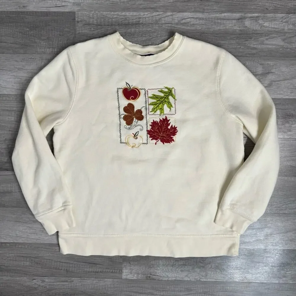 Vintage Fall Crewneck Sweatshirt Apples & Leaves Size Small - Picture 3 of 7